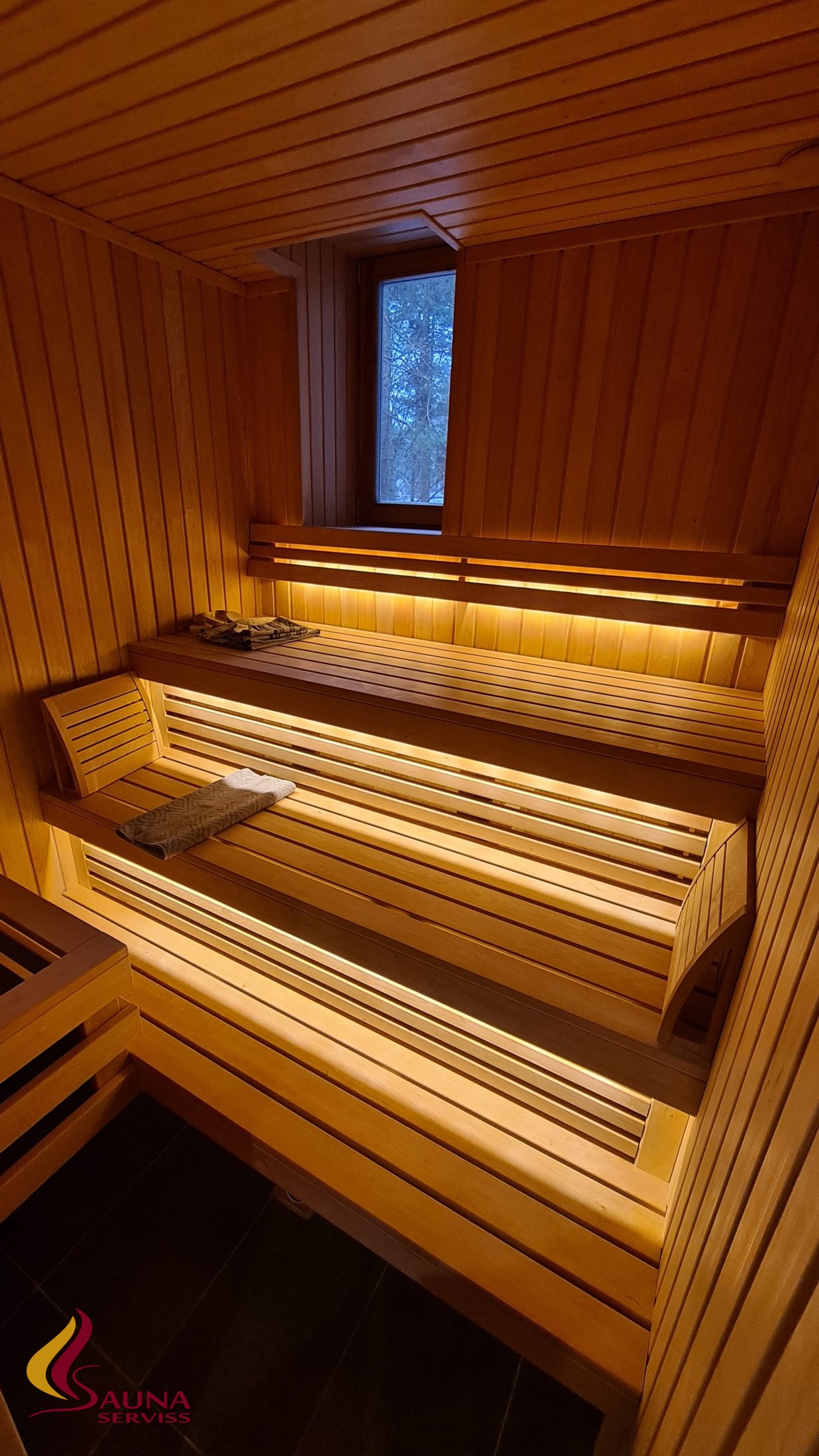 sauna, lāvas 3 līmeņos